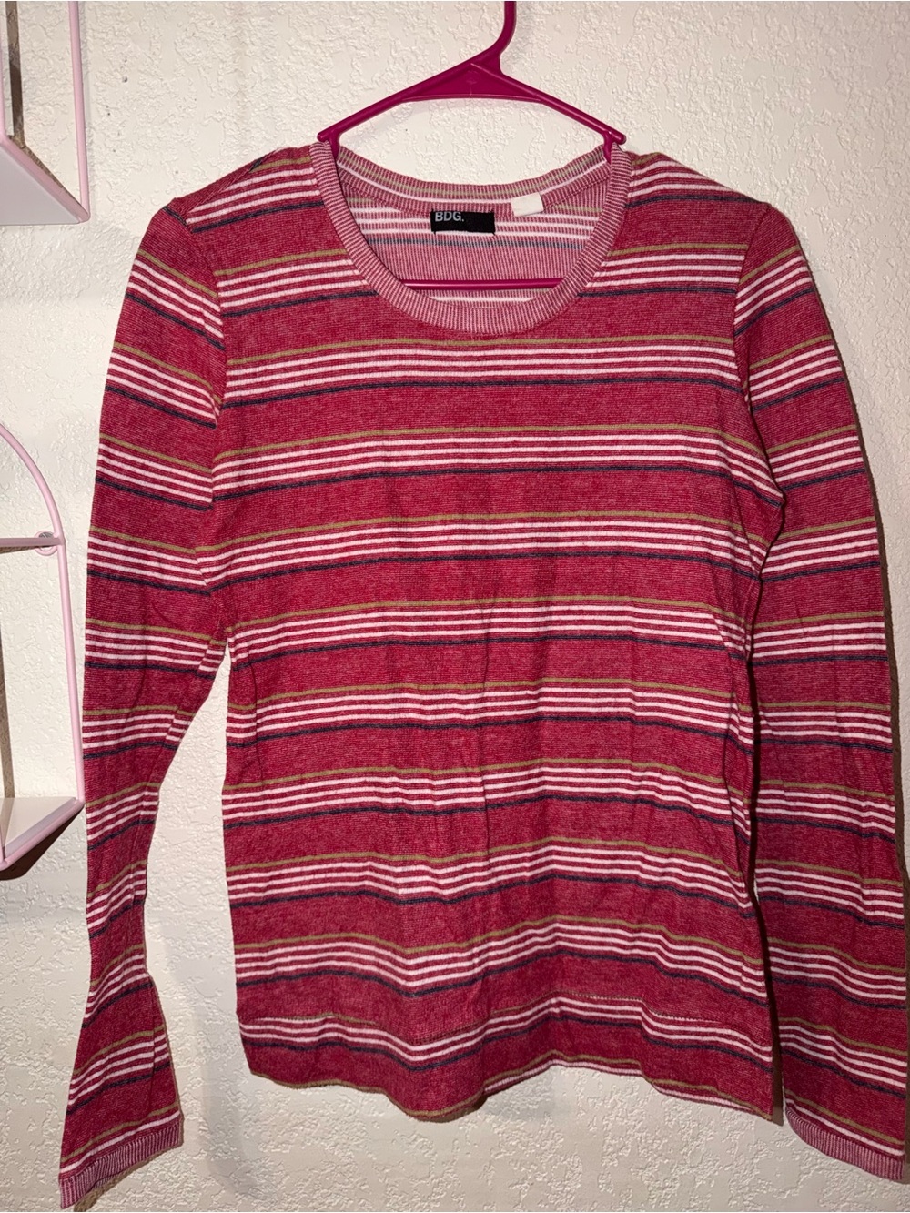 BDG  Striped Long-Sleeve Crewneck Top